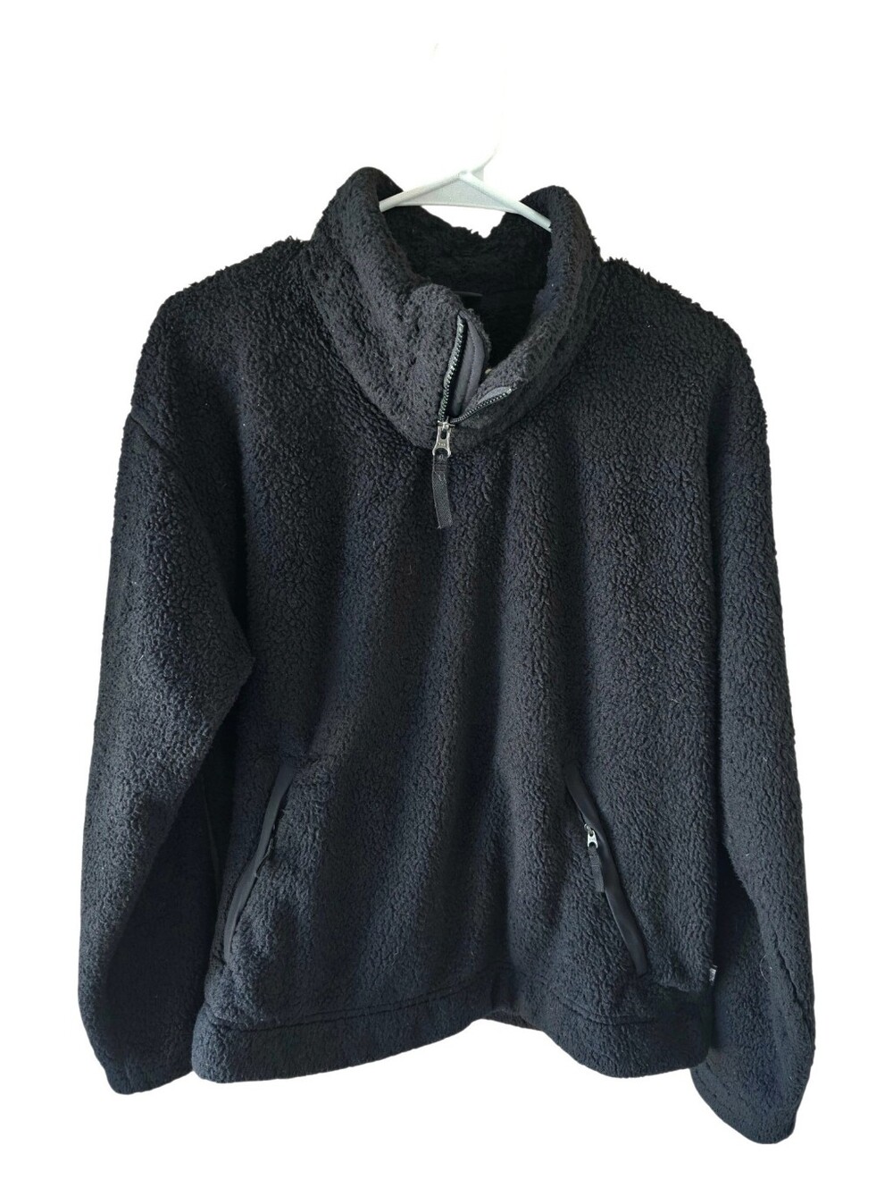 The North Face Furry Sherpa Fleece Quarter Zip Pullover Black Large
